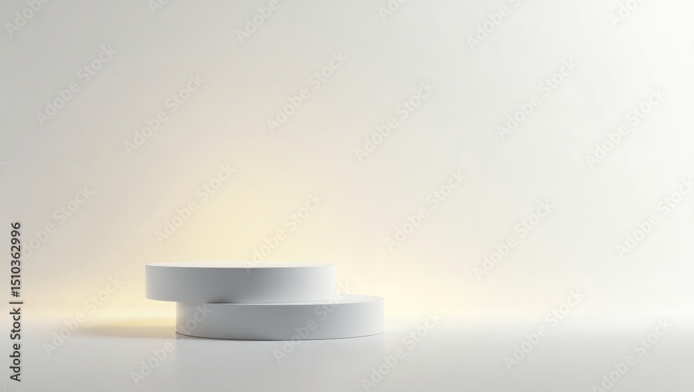 Poster A Minimalist 3D rendered Podium for Product Display with Elegant Lighting