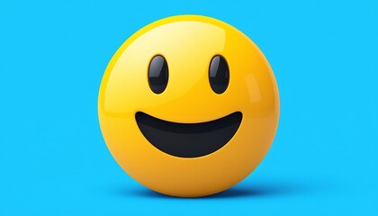 Fototapeta premium happy smiling emoji with cheerful expression yellow round face with cartoonish joy simple digital emotion concept