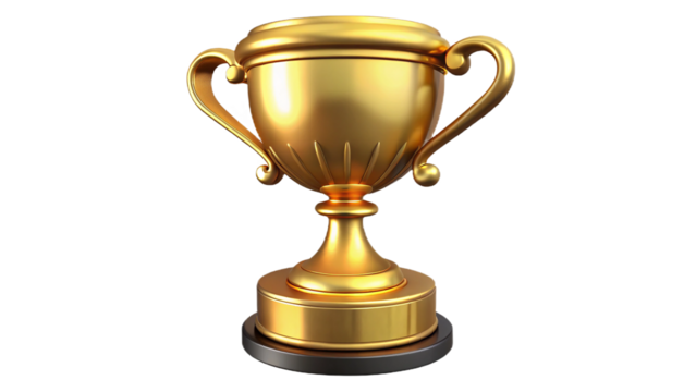 Gold trophy cup with base for achievement success prize winner competition reward