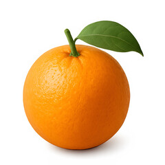 orange with leaf isolated on a transparent background