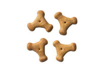 Delicious crispy dog biscuits treats for pets falling transparent background