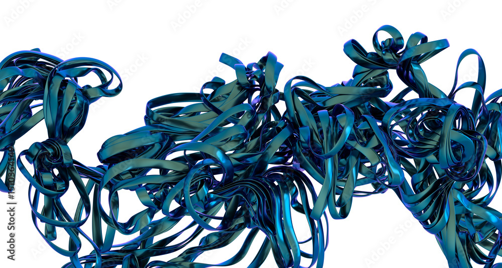 Fototapete intricate teal ribbons swirl in a dynamic 3d render, perfect for abstract backgrounds or design elem