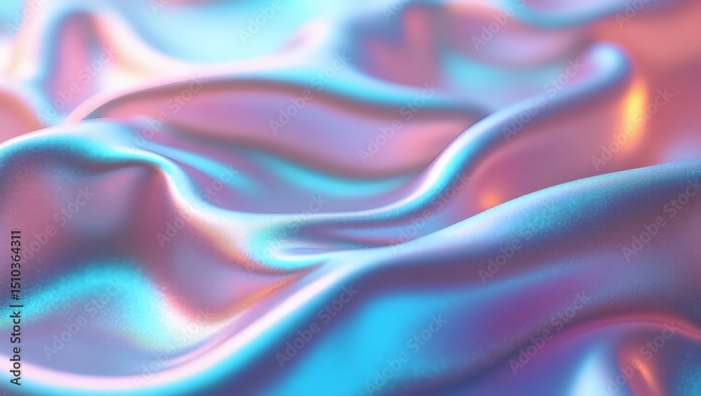 Poster captivating iridescent fabric gracefully flowing with mesmerizing colors