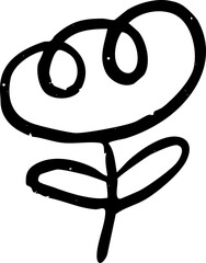 꽃 크레파스 라인 드로잉 아이콘(flower crayon line drawing icon)