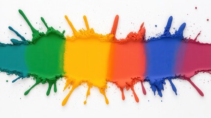Rainbow Powder Pigment Explosion on White Background