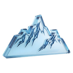Glass Mountain Icon 3D Render Blue Peaks