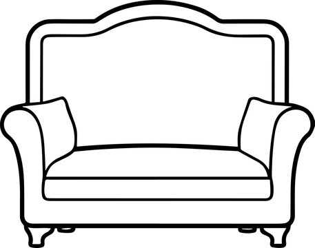 recommend clip art: Sofa Furniture outline vector illustration, line art