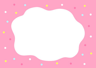 雲フレームと水玉の背景、ピンク