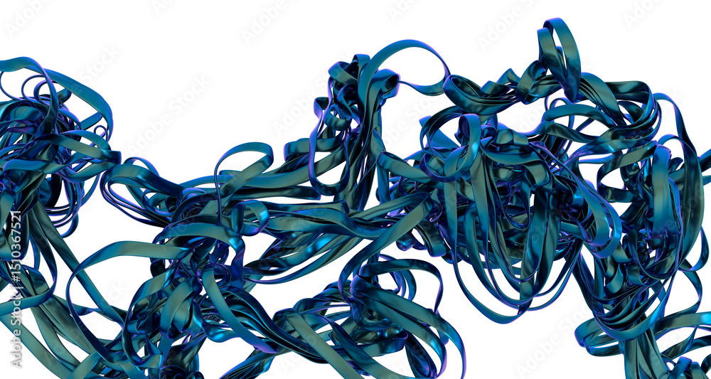 Aufkleber intricate teal ribbons swirl in a dynamic abstract composition, perfect for modern designs and backg