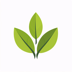 Fototapeta premium Simple green leaf trio icon, flat vector illustration symbolizing eco-friendliness, nature, organic growth, and environmental sustainability 
