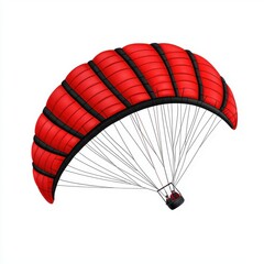 Red and Black Parachute on White Background