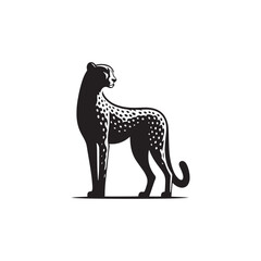 **"Dynamic Cheetah Vector Silhouette: Sleek Wild Cat Design Featuring Streamlined Body, Long Tail, and Running Pose in Clean, Minimalist Style for Crafts and Digital Artwork"**
