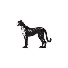 **"Dynamic Cheetah Vector Silhouette: Sleek Wild Cat Design Featuring Streamlined Body, Long Tail, and Running Pose in Clean, Minimalist Style for Crafts and Digital Artwork"**
