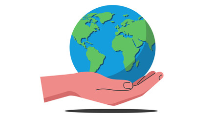 Cartoon Earth Globe Held in a Hand