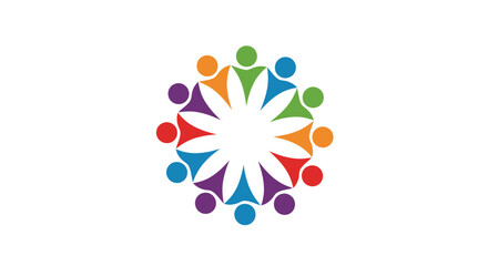 Colorful People Circle Unity Diversity and Collaboration Symbol