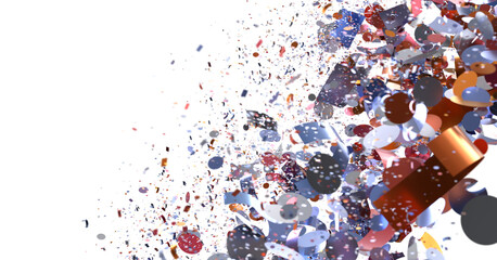 Abstract festive background with colorful confetti explosion. Perfect for celebrations, parties,...