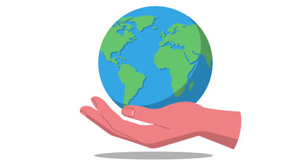 Stylized Earth Globe Held in a Pink Hand