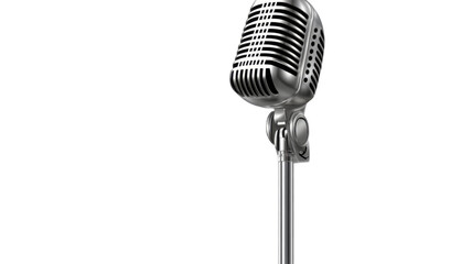 Fototapeta premium Professional studio microphone with metal mesh isolated on white background
