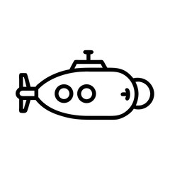 Fototapeta premium Submarine outline illustration in simple black line art style 