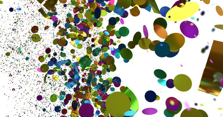 Vibrant explosion of colorful confetti and circles. Perfect for celebration, party, and festive designs.
