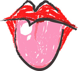 Mouth with Tongue Drawing