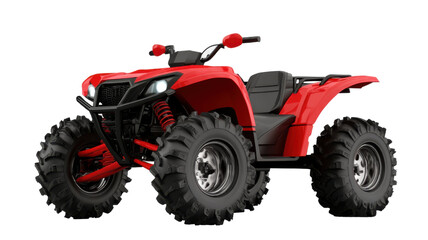 Red quad bike ATV isolated on white background