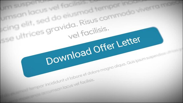 Downloading offer letter from the online portal concept close up 4k animation with cursor clicking the button. Job letter, scholorship