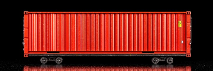 Red Cargo Container on Dark Background