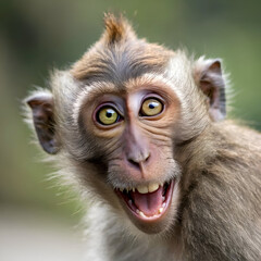 Obraz premium Expressive Monkey with Wide Eyes and Open Mouth