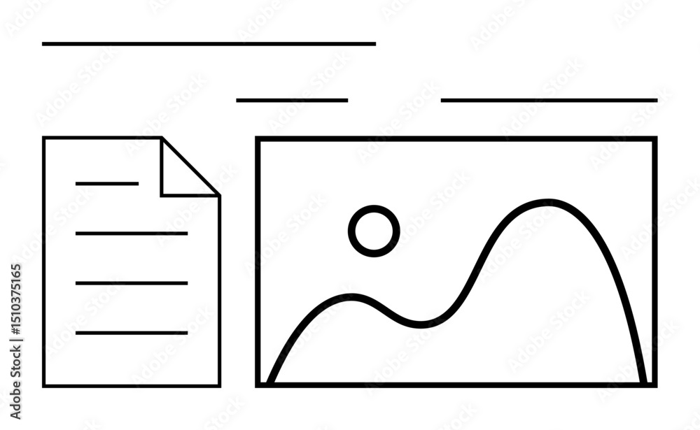 Poster document outline with lines and chart graphic showing a curve and circle. ideal for analysis, statis