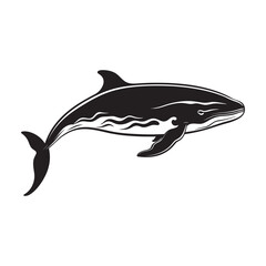 Obraz premium Blue Whale a simple minimal black silhouette