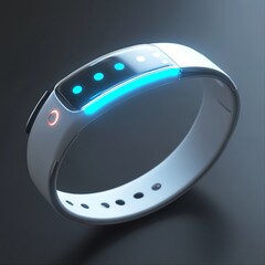 Futuristic Smart Fitness Tracker Bracelet Digital Device Modern Technology White Blue Light Elegant 