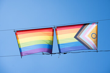 LGBT flags are hung around the city