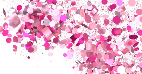Festive pink confetti and sparkles for party invitations, banners, and celebrations.