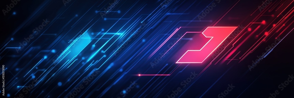 Poster abstract tech background featuring upward arrow design with vibrant colors and dynamic lines