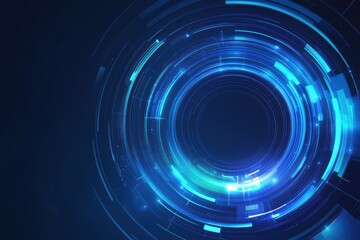 Fototapeta premium Abstract blue circle design showcasing geometric lines and lighting effects in a modern style