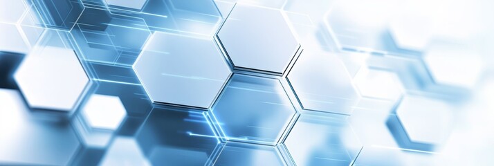 Abstract blue and white geometric hexagon pattern with modern design elements for creative use
