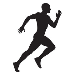 Dynamic Marathon Runner Silhouette - Pure White Background Athletic Pose for Gym Membership Promotional Materials