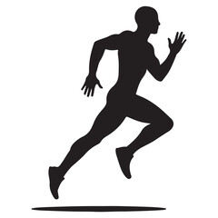 Sleek Sprinting Male Figure - No Shadow Black Runner for Fitness App Icons & Exercise Equipment Decals