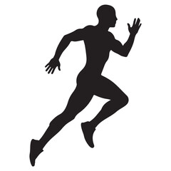 Strong Male Jogger Mid-Stride - Simple Black Fitness Silhouette for Supplement Packaging & Wellness Websites