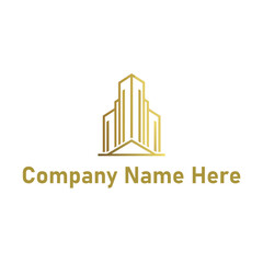  Gold real estate logo with a highrise and house outline