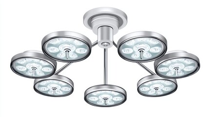 Obraz premium A surgical lamp fixture with seven individual lights illuminates the scene.