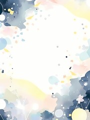 Soft pastel colored watercolor background with abstract shapes and patterns, subtle silhouettes of flowers and leaves, tranquility