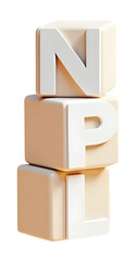Obraz premium NPL letter blocks stacked vertically in soft beige tones with smooth texture