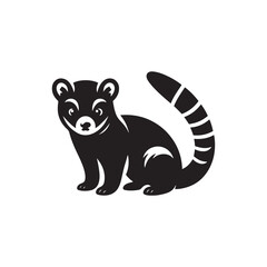 **"Mysterious Civet Vector Silhouette: Sleek Nocturnal Mammal Design Featuring Long Body, Striped Tail, and Stealthy Stance in Clean, Minimalist Style for Crafts and Digital Art"**
