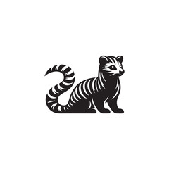 **"Mysterious Civet Vector Silhouette: Sleek Nocturnal Mammal Design Featuring Long Body, Striped Tail, and Stealthy Stance in Clean, Minimalist Style for Crafts and Digital Art"**

