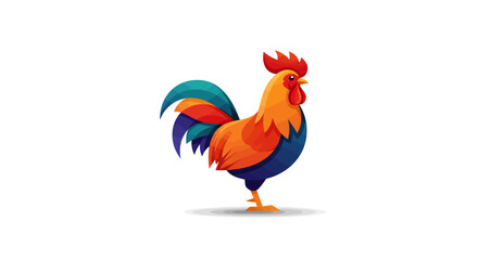 Colorful Rooster Illustration with Geometric Feather Design