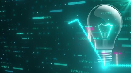 Stock market chart with light bulb. Computer generated 3d render - Powered by Adobe
