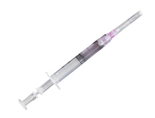 A medical syringe in diagonal position with no background, png medical object. Health, injection...