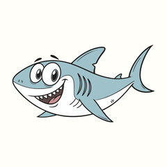 Happy Cartoon Shark Wearing Sunglasses Waving
